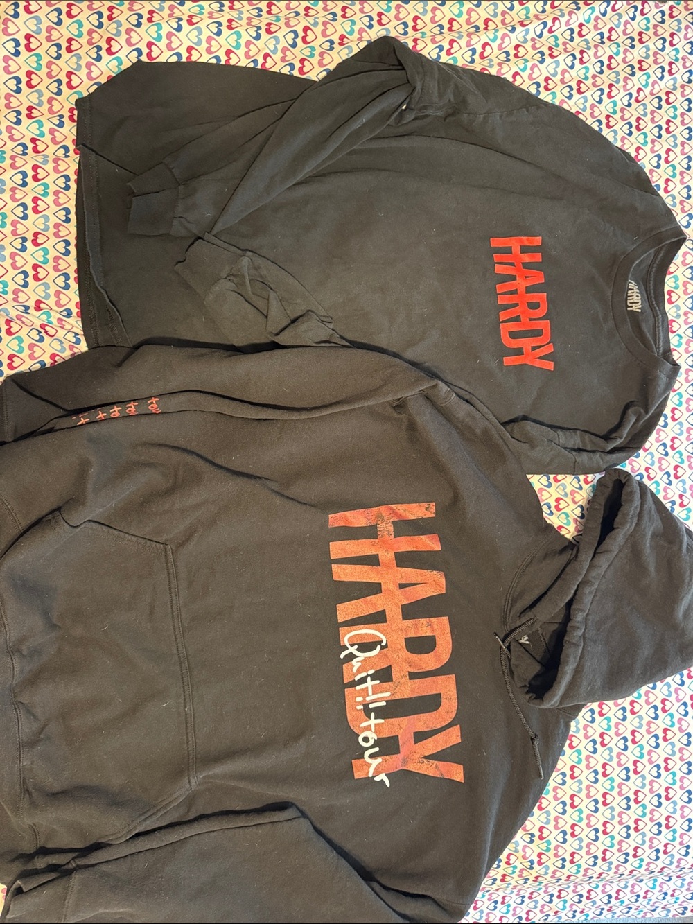 Black Pullover Hoodie with Red Logo